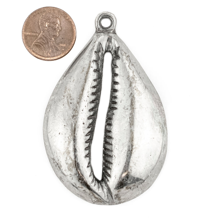 Antiqued Silver Cowrie Shell Pendant (7x66mm)