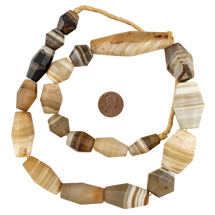 Antique Idar-Oberstein Banded Agate Beads #17461