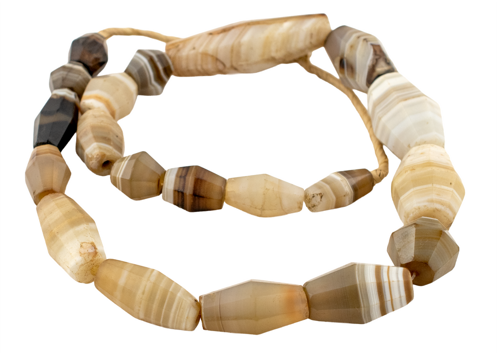 Antique Idar-Oberstein Banded Agate Beads #17461