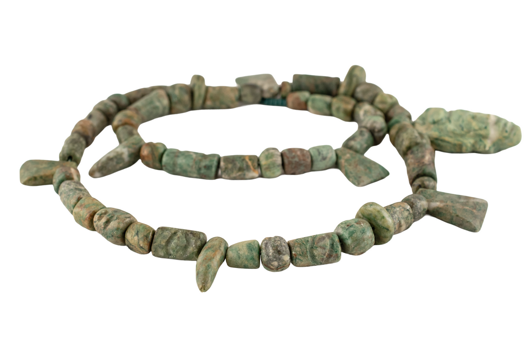 Hand-carved Mayan Jade Beads with Pendant #17509
