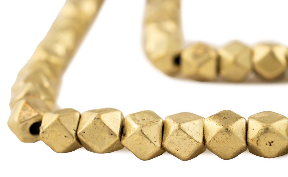 Jumbo Brass Diamond Cut Beads (9mm, 16 Inch Strand)