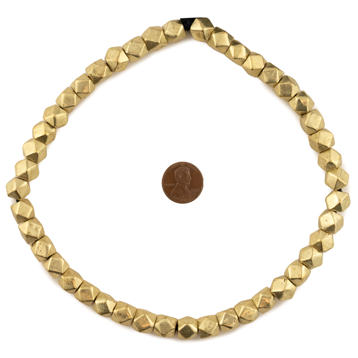 Jumbo Brass Diamond Cut Beads (9mm, 16 Inch Strand)