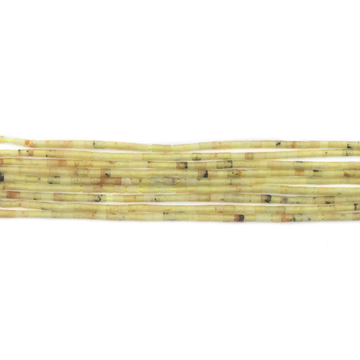 Tiny Citron Yellow Jade Tube Beads (1.5mm) - The Bead Chest