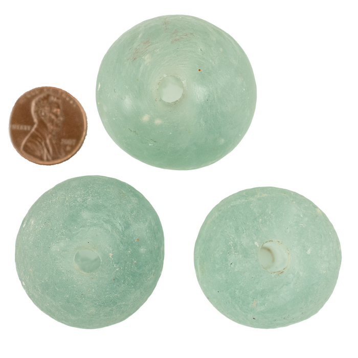 Super Jumbo Dark Aqua Recycled Glass Bead (33mm)