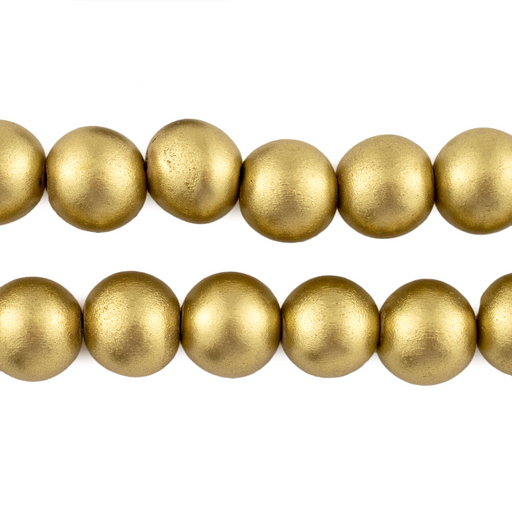 Yellow Gold Round Natural Wood Beads (12mm)
