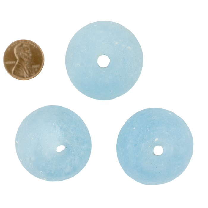 Super Jumbo Baby Blue Recycled Glass Bead (33mm)