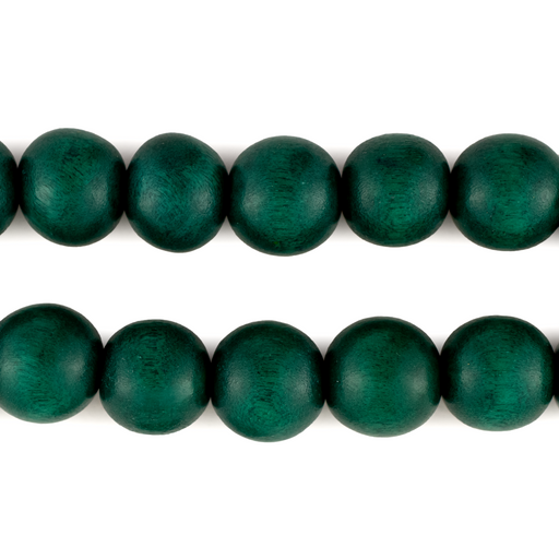 Clover Green Round Natural Wood Beads (12mm)
