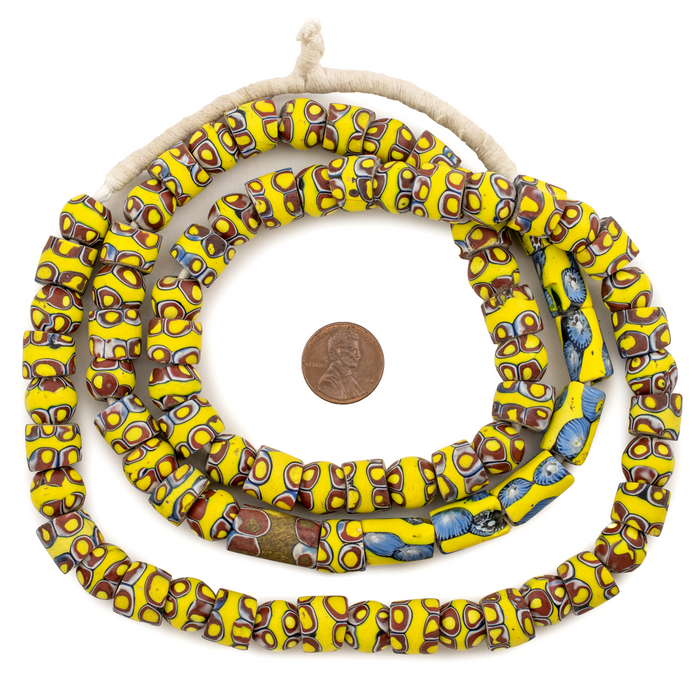 Rare Round & Cylinder Matching Antique Venetian Millefiori Beads #16571 (Long Strand)