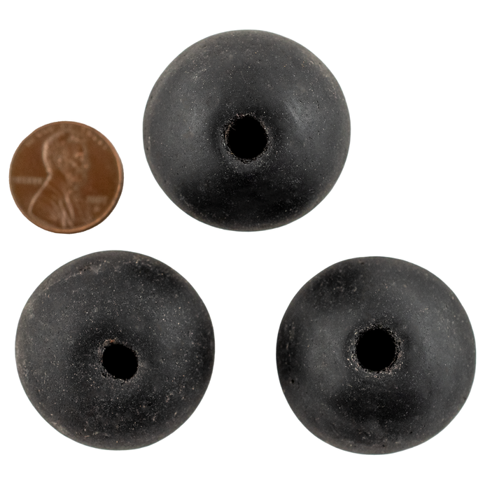 Super Jumbo Black Recycled Glass Bead (33mm)
