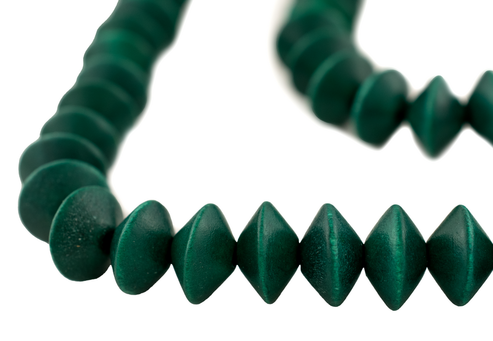 Clover Green Bicone Natural Wood Beads (10x15mm)
