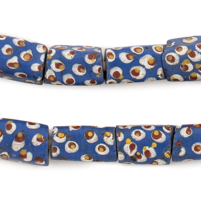 Antique Fried-Egg Matching Blue Rectangular Venetian Trade Beads #16581 (Long Strand)