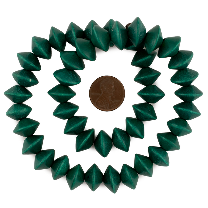 Clover Green Bicone Natural Wood Beads (10x15mm)