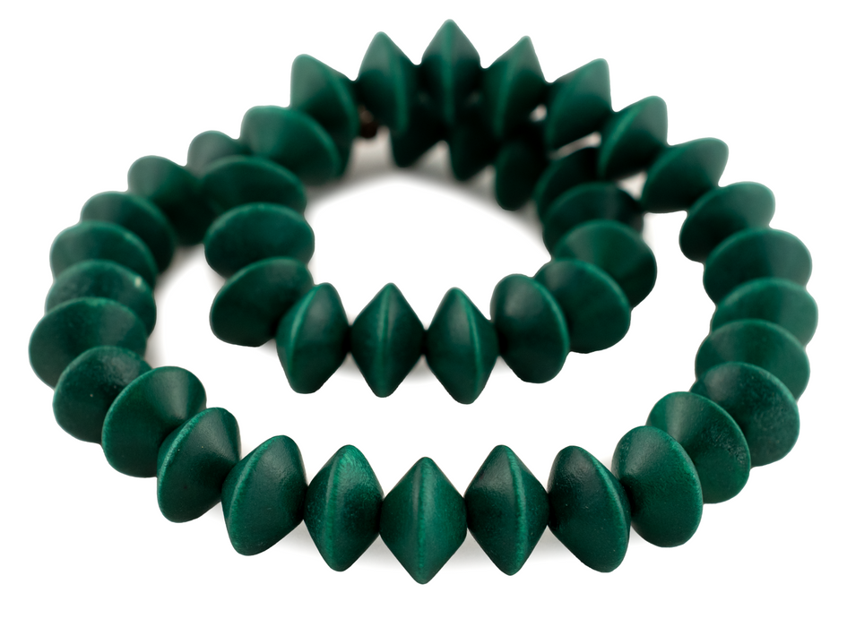Clover Green Bicone Natural Wood Beads (10x15mm)