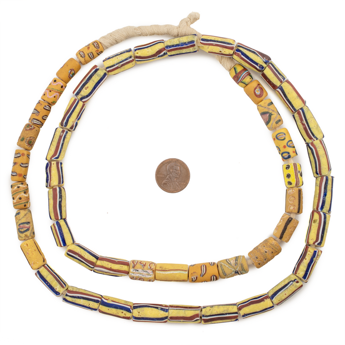 Yellow Assorted Antique Venetian Trade Beads #16578