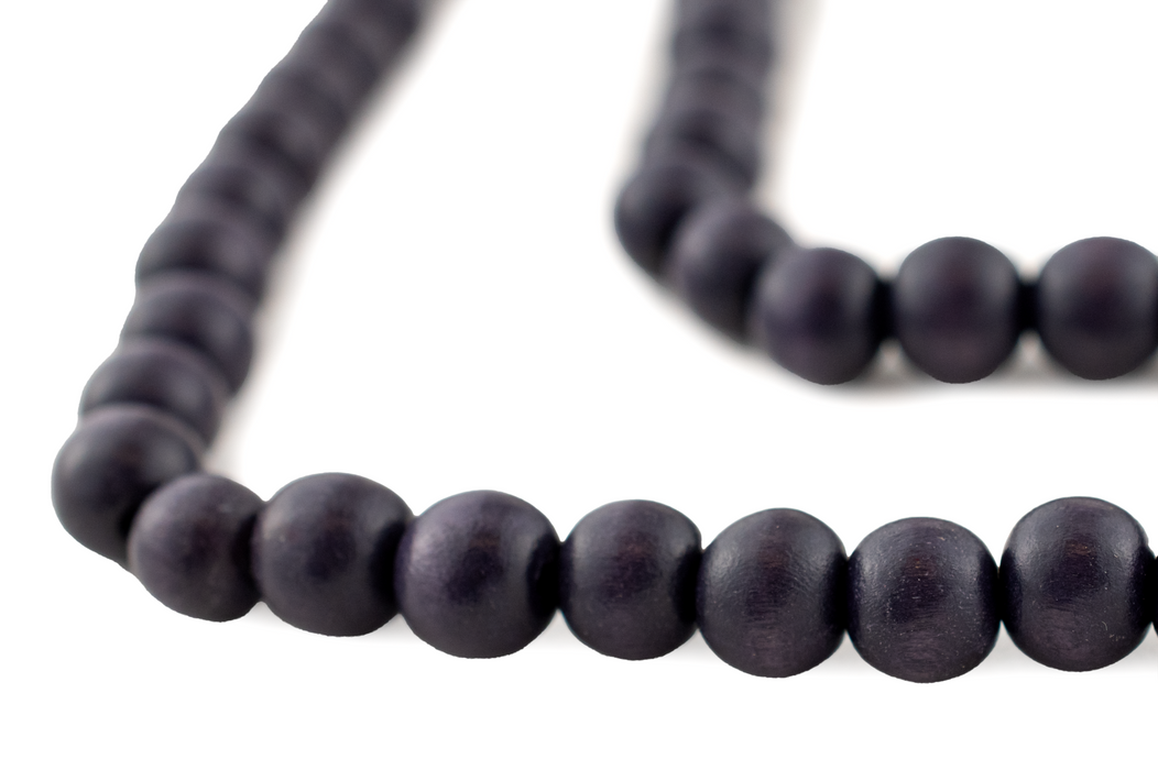 Grape Purple Round Natural Wood Beads (8mm)