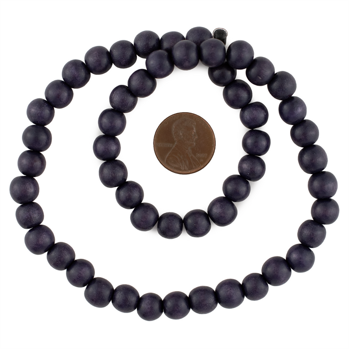 Grape Purple Round Natural Wood Beads (8mm)