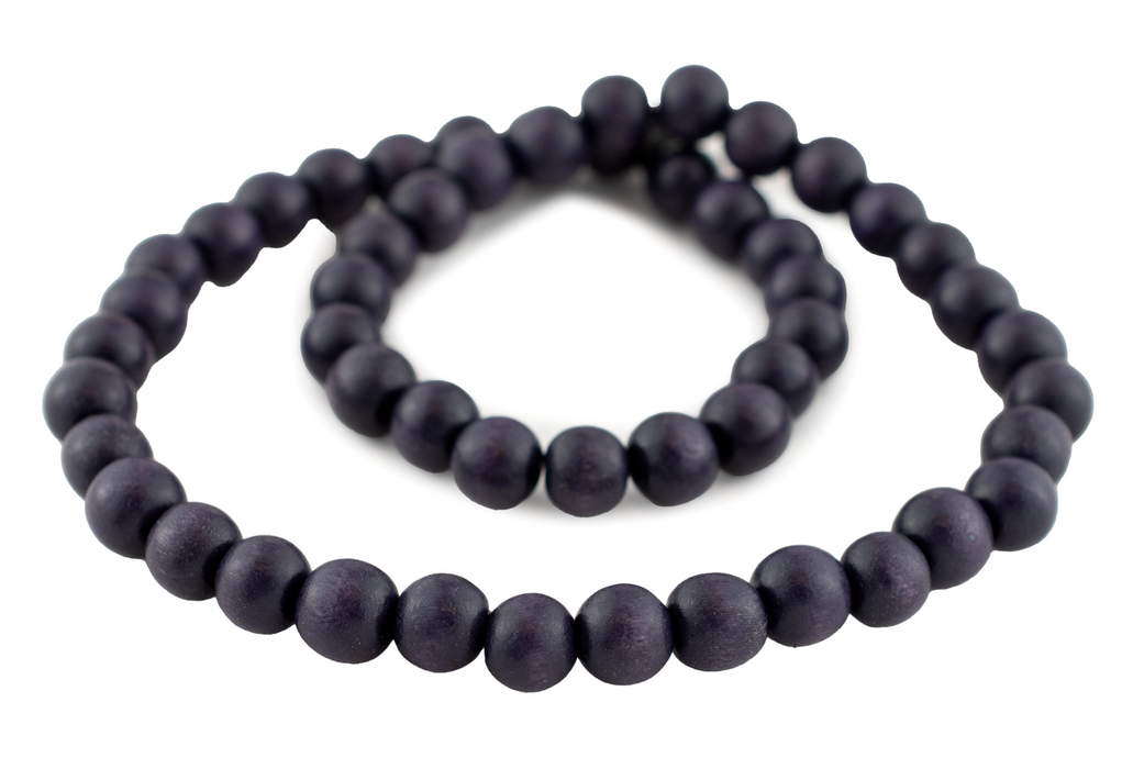 Grape Purple Round Natural Wood Beads (8mm)