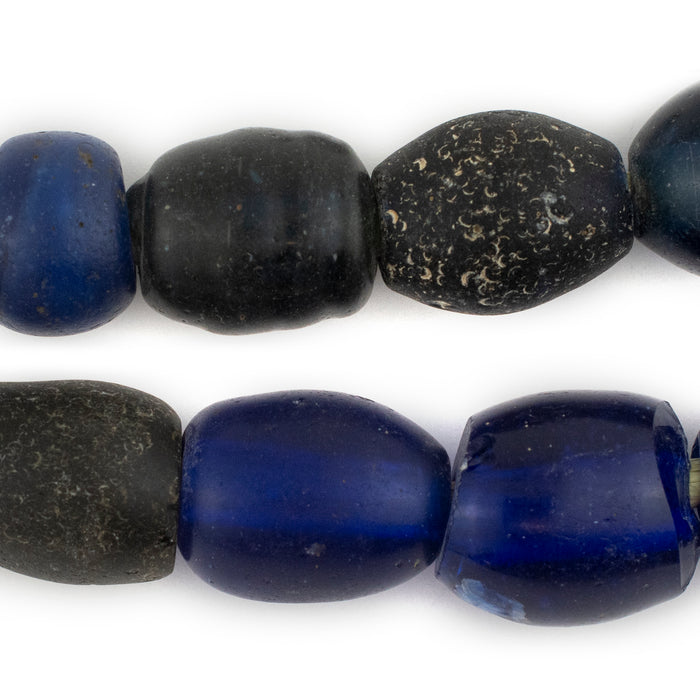 Blue Opate Antique European Trade Beads (19x24mm) - The Bead Chest