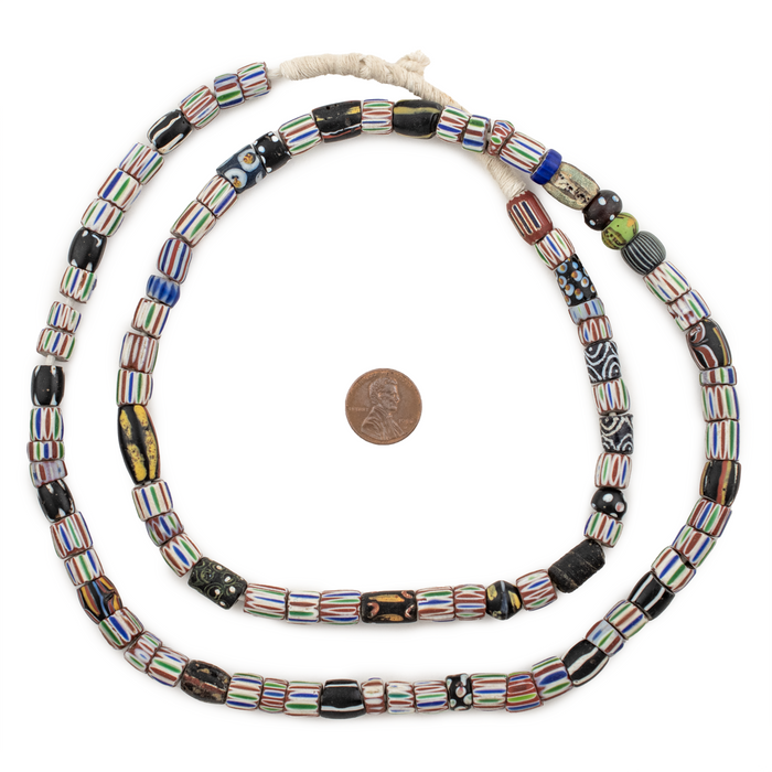 Antique Chevron & Assorted Venetian Trade Beads #16591