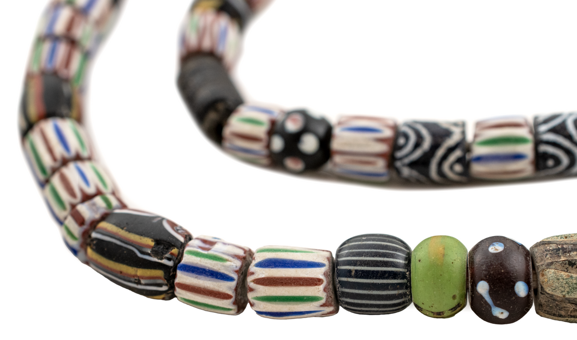 Antique Chevron & Assorted Venetian Trade Beads #16591