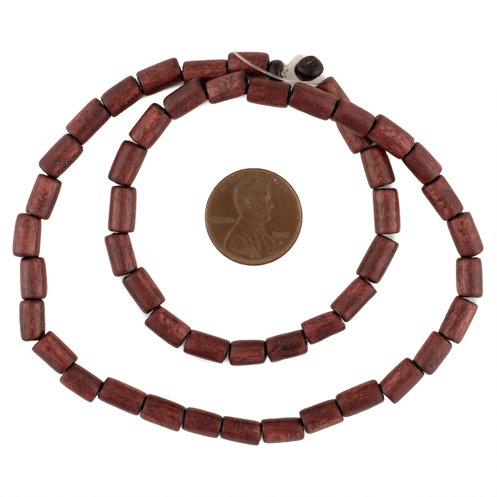Chestnut Brown Tube Natural Wood Beads (7x5mm)