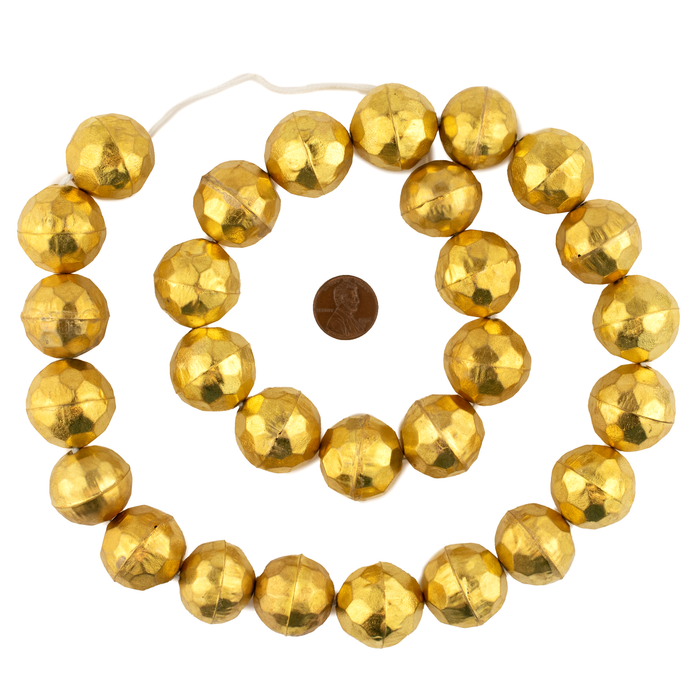 Faceted Aluminum Gold Color Beads (24mm)