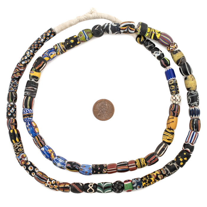 Assorted Black Fancy Venetian Mixed Trade Beads #16593