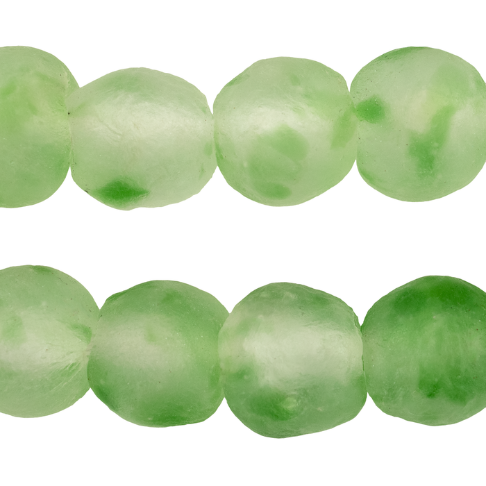 Green Swirl Recycled Glass Beads (18mm)