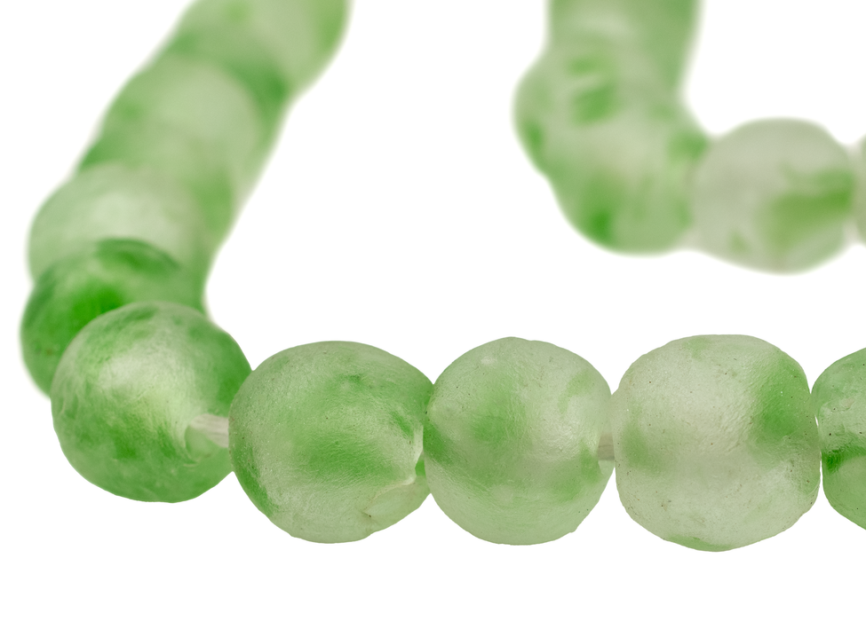 Green Swirl Recycled Glass Beads (18mm)