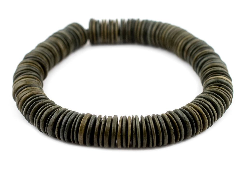 Olive Green Disk Coconut Shell Beads (20mm) (10 Pack) - The Bead Chest