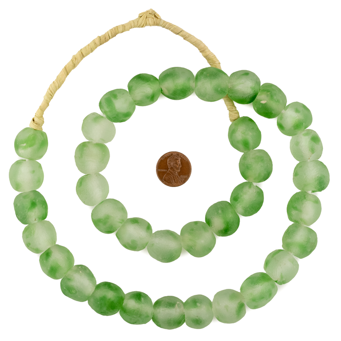 Green Swirl Recycled Glass Beads (18mm)