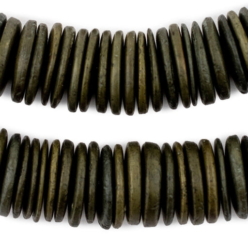 Olive Green Disk Coconut Shell Beads (20mm) (10 Pack)