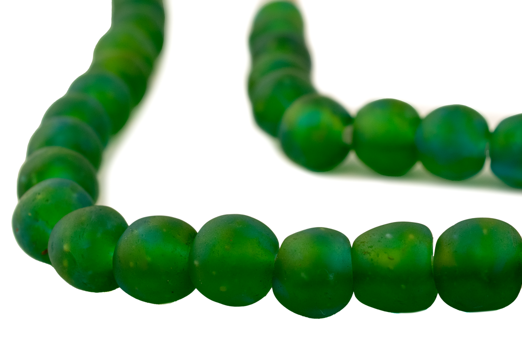 Blue Green Recycled Glass Beads (14mm)