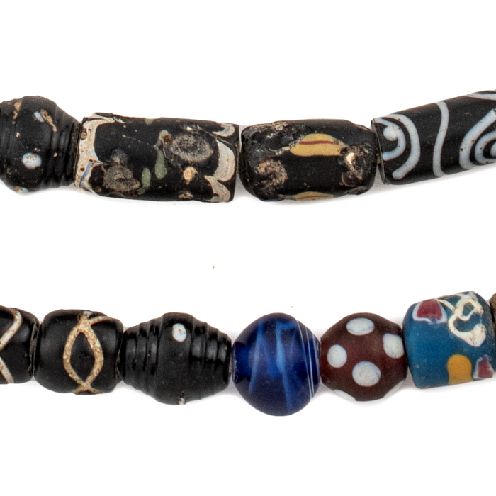 Assorted Black Antique Venetian Mixed Trade Beads #16598
