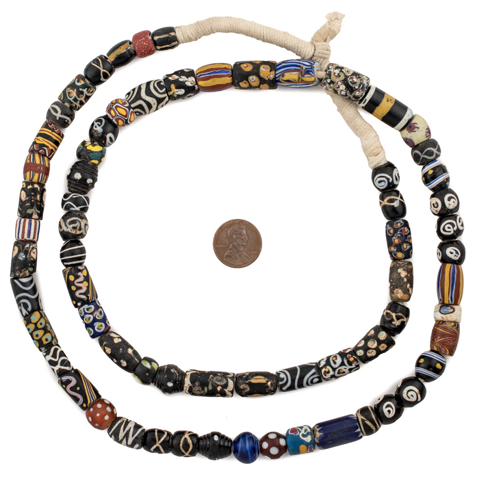 Assorted Black Antique Venetian Mixed Trade Beads #16598