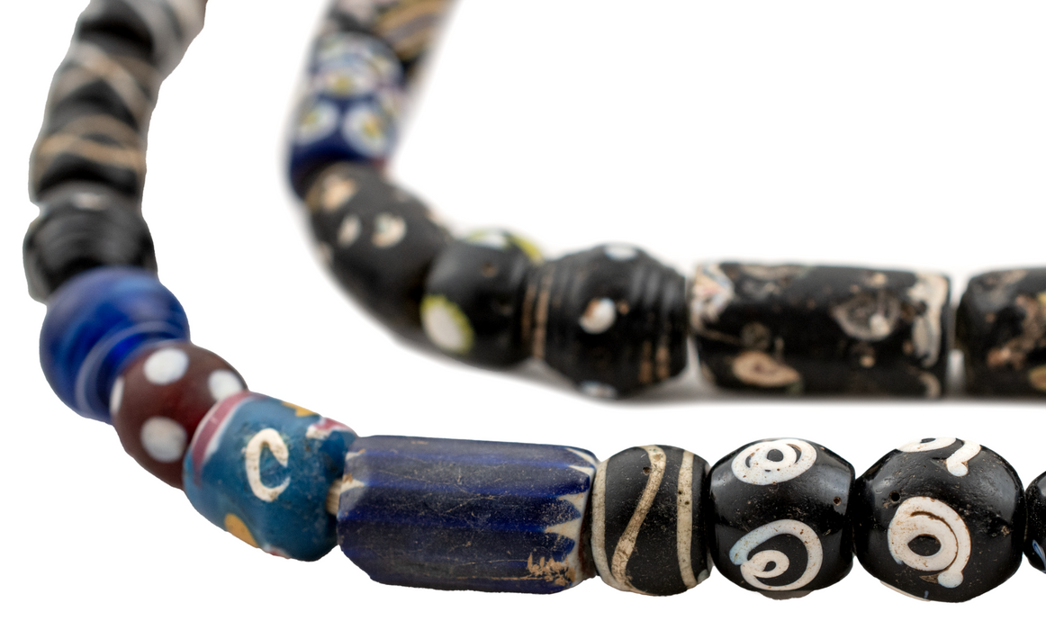 Assorted Black Antique Venetian Mixed Trade Beads #16598