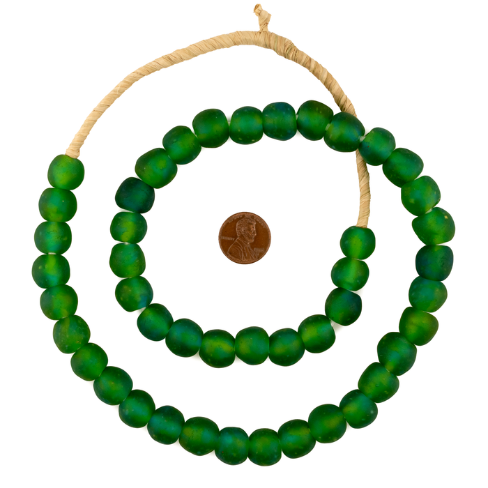 Blue Green Recycled Glass Beads (14mm)