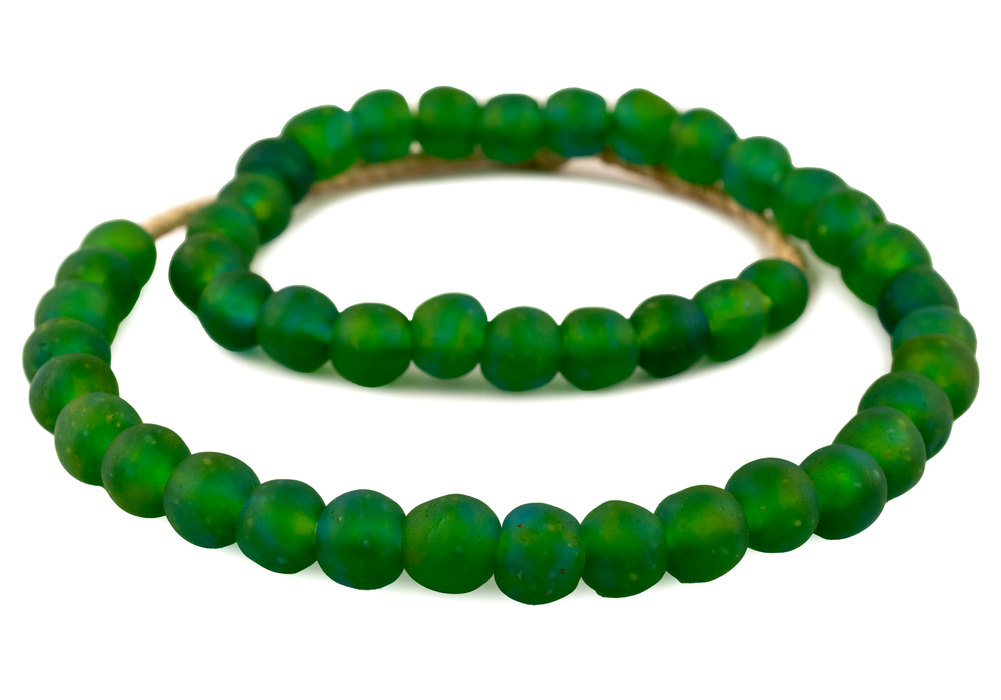 Blue Green Recycled Glass Beads (14mm)