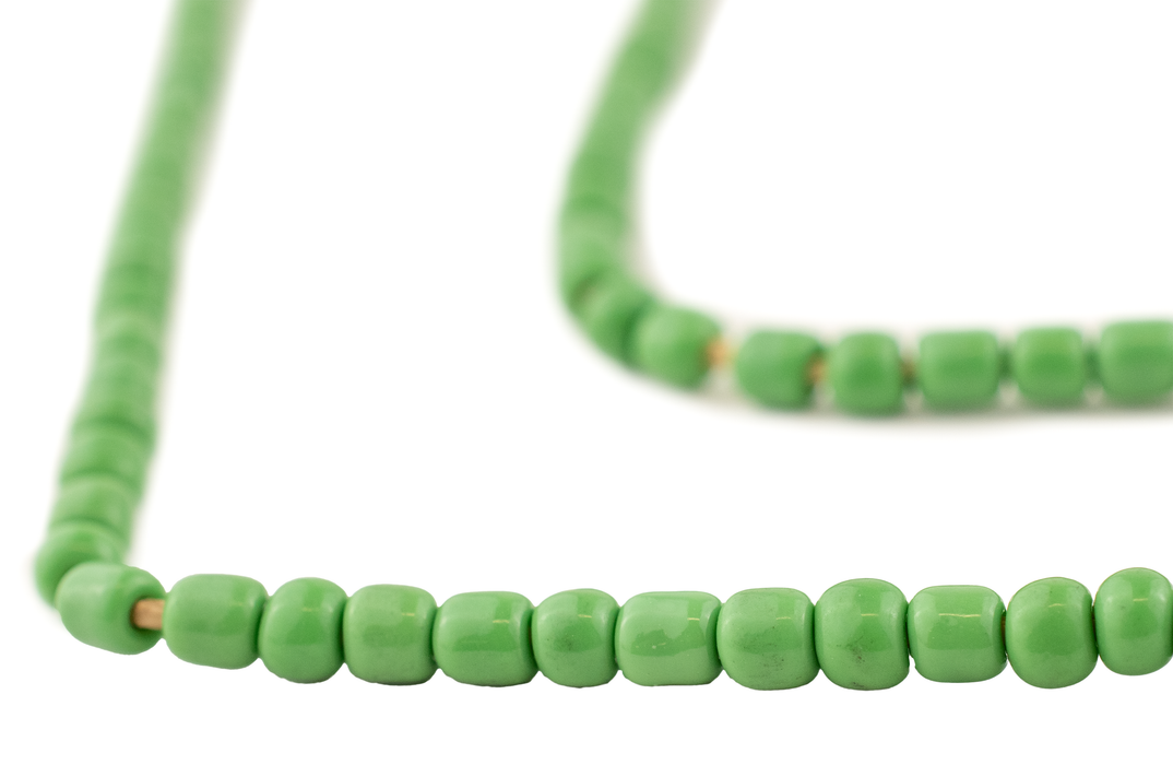 Green Ghana Glass Beads (2 Strands)