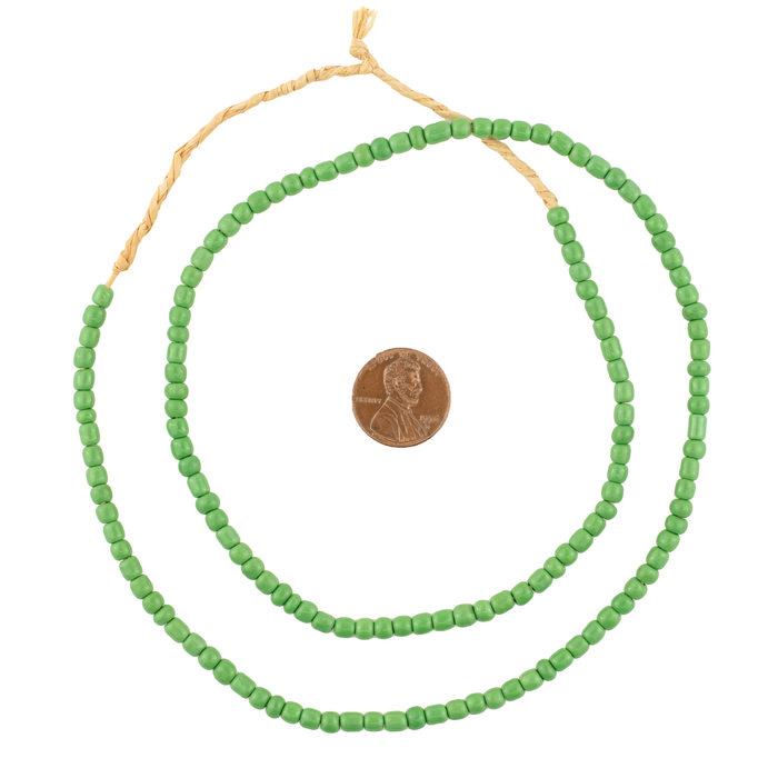 Green Ghana Glass Beads (2 Strands)