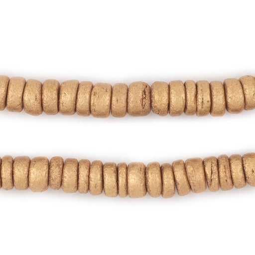 Gold Disk Coconut Shell Beads (8mm) (5 Pack)