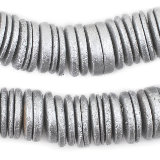 Silver Disk Coconut Shell Beads (20mm) (10 Pack)
