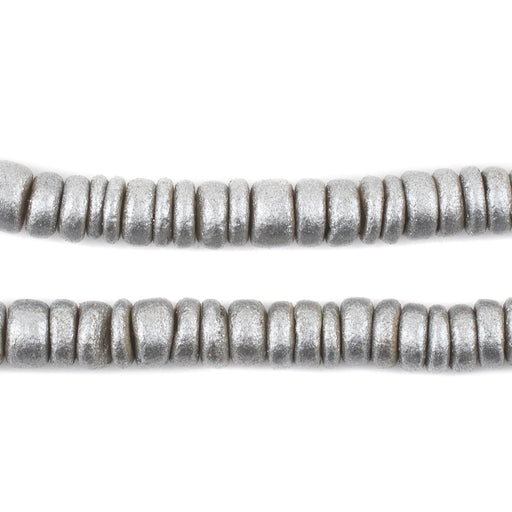 Silver Disk Coconut Shell Beads (8mm) (5 Pack)