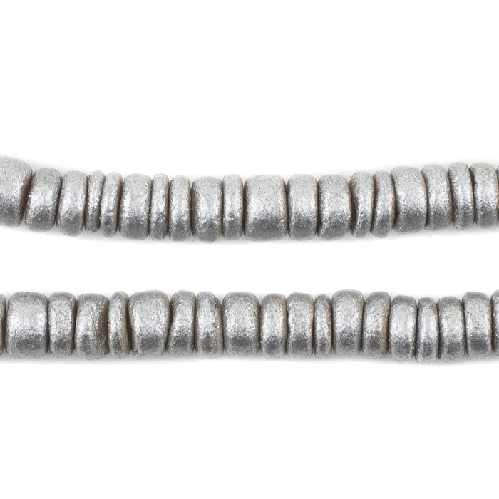 Silver Disk Coconut Shell Beads (8mm) (10 Pack) - The Bead Chest