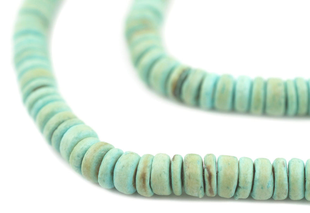 Mint Green Disk Coconut Shell Beads (8mm) (5 Pack) - The Bead Chest