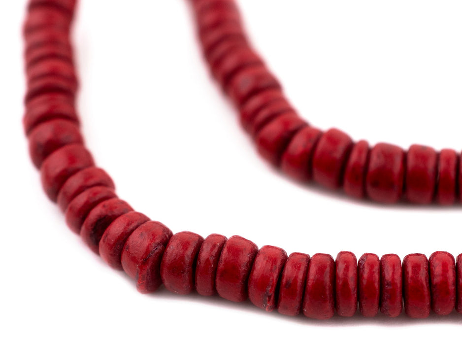 Red Disk Coconut Shell Beads (8mm) (10 Pack) - The Bead Chest