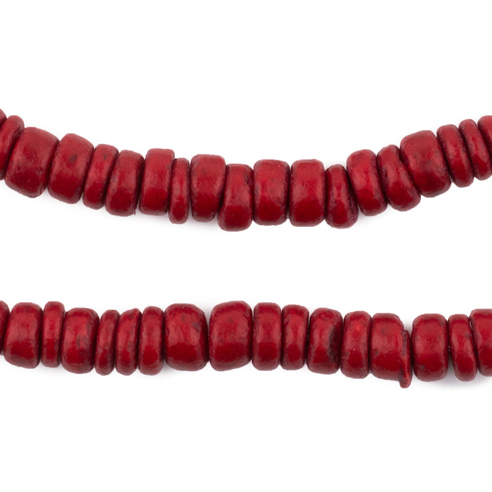 Red Disk Coconut Shell Beads (8mm) (5 Pack) - The Bead Chest