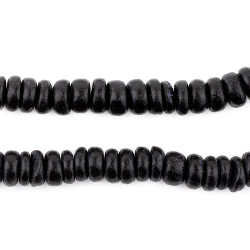 Black Disk Coconut Shell Beads (8mm) (5 Pack) - The Bead Chest