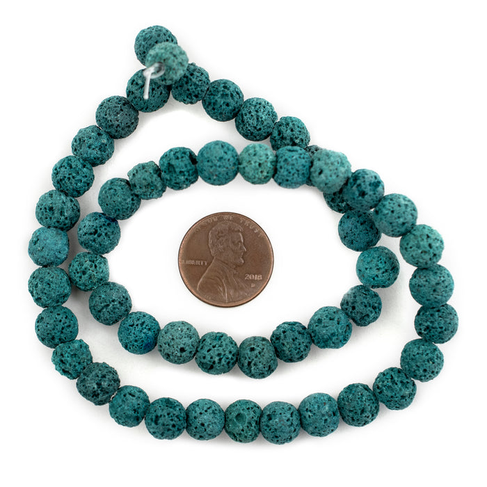 Teal Green Volcanic Lava Beads (8mm) - The Bead Chest