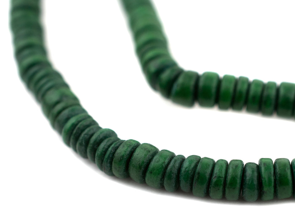 Green Disk Coconut Shell Beads (8mm) (10 Pack) - The Bead Chest